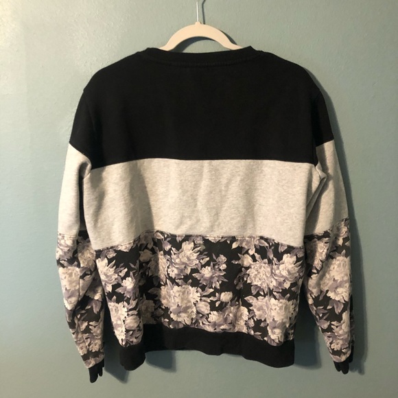 Primitive Black Gray Floral Color Block Sweatshirt - Picture 5 of 7